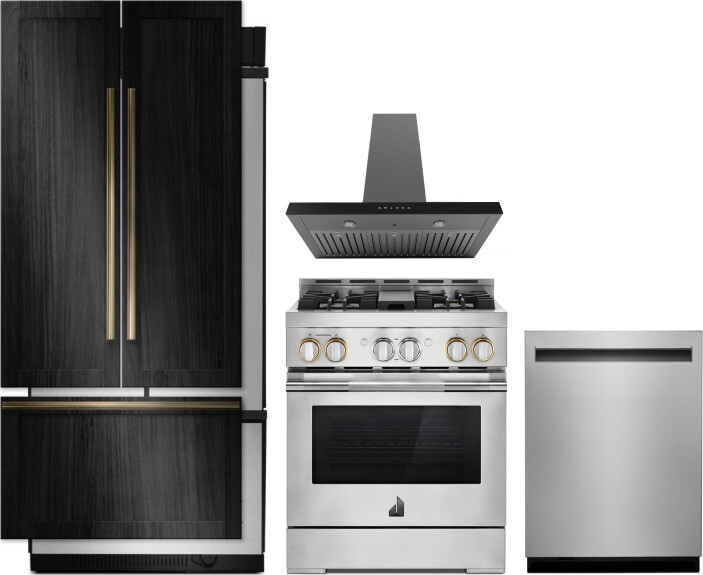 JennAir 4 Piece Kitchen Appliances Package with Gas Range, Dishwasher and French Door Refrigerator in Stainless Steel JARERADWRH787