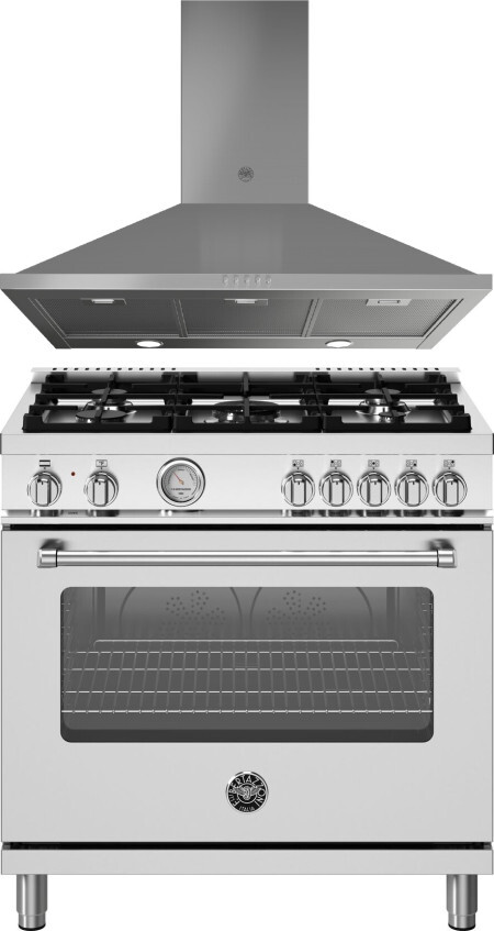 Bertazzoni 2 Piece Kitchen Appliances Package with Dual Fuel Range in Stainless Steel BERARH224