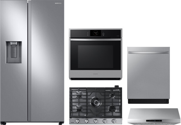 Samsung 5 Piece Kitchen Appliances Package with Side-by-Side Refrigerator and Dishwasher in Stainless Steel SARECTWODWRH1065