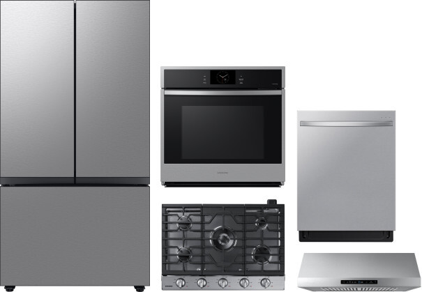 Samsung 5 Piece Kitchen Appliances Package with French Door Refrigerator and Dishwasher in Stainless Steel SARECTRHWODW366
