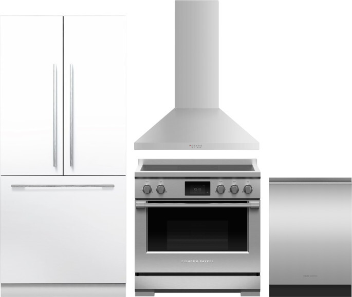 Fisher & Paykel 4 Piece Kitchen Appliances Package with French Door Refrigerator, Induction Range and Dishwasher in Panel Ready FPRERADWRH6558