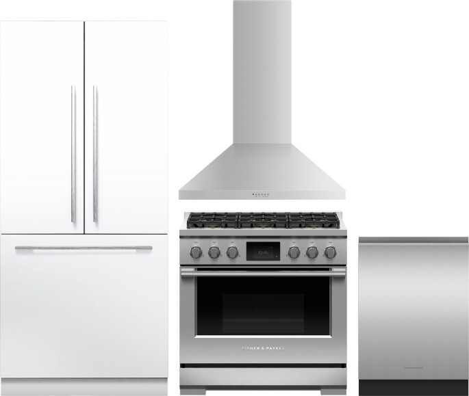 Fisher & Paykel 4 Piece Kitchen Appliances Package with French Door Refrigerator, Dual Fuel Range and Dishwasher in Panel Ready FPRERADWRH6559