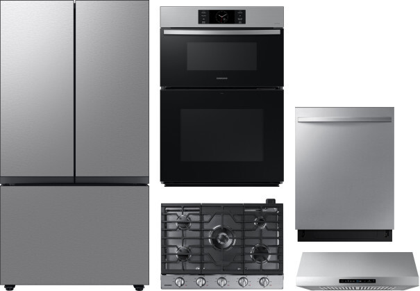 Samsung 5 Piece Kitchen Appliances Package with French Door Refrigerator and Dishwasher in Stainless Steel SARECTRHWODW396