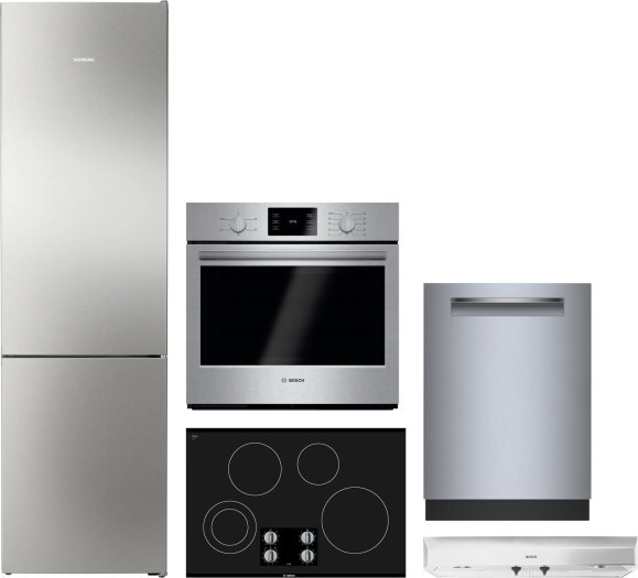 Bosch 800 5 Piece Kitchen Appliances Package with Bottom Freezer Refrigerator and Dishwasher in Stainless Steel BORECTWODWRH1062