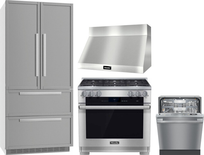 Miele 4 Piece Kitchen Appliances Package with French Door Refrigerator, Dual Fuel Range and Dishwasher in Panel Ready MIRERADWRH3116