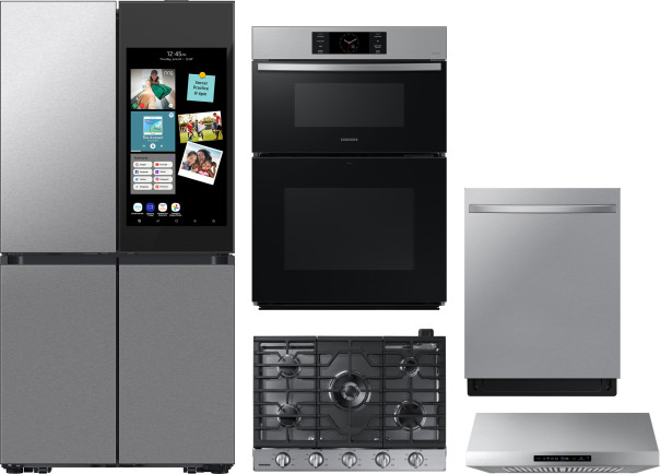 Samsung 5 Piece Kitchen Appliances Package With French Door Refrigerator And Dishwasher In Stainless Steel Sarectrhwodw441 on Fridge.com - View 1