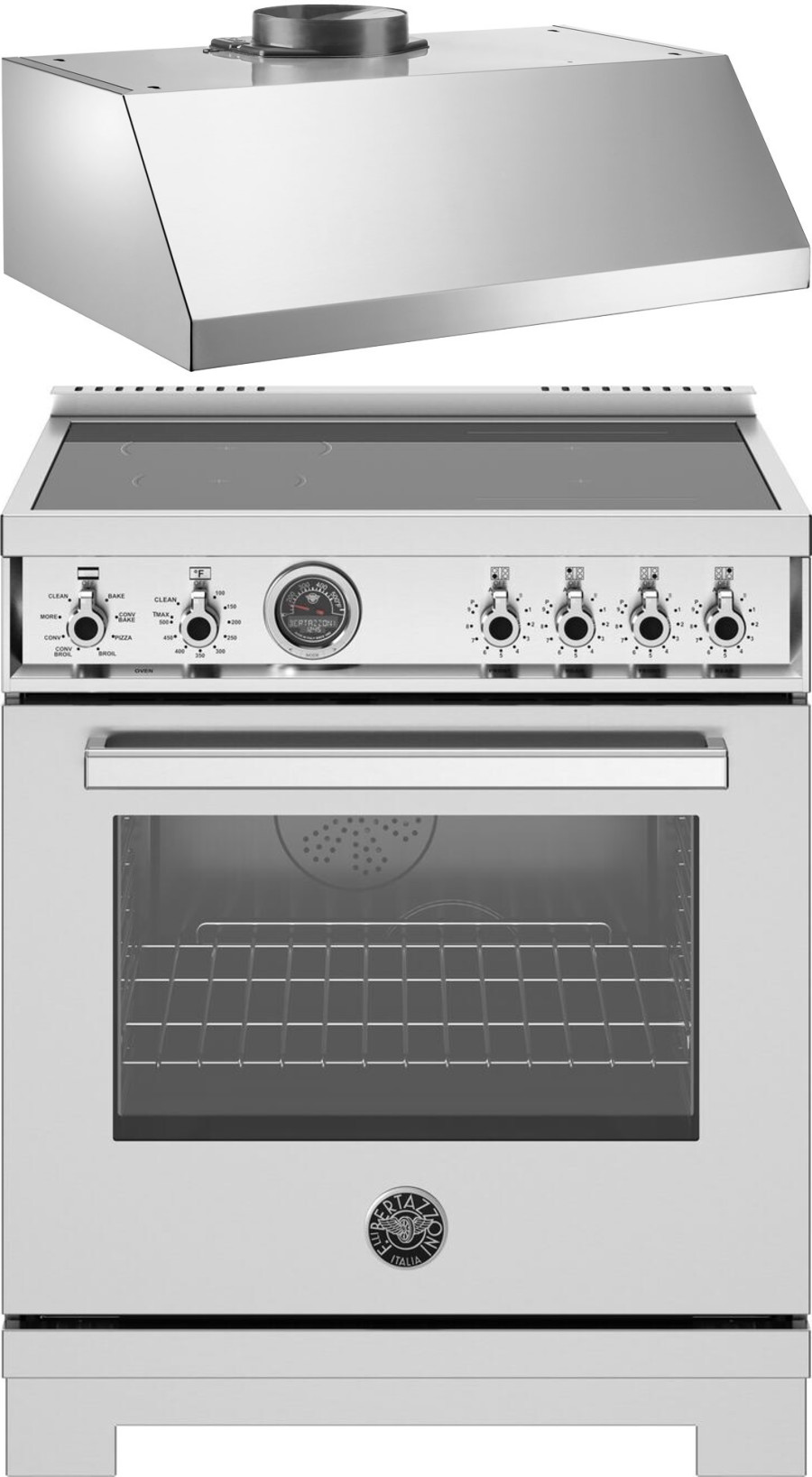 Bertazzoni Professional 2 Piece Kitchen Appliances Package with Induction Range in Stainless Steel BERARH217