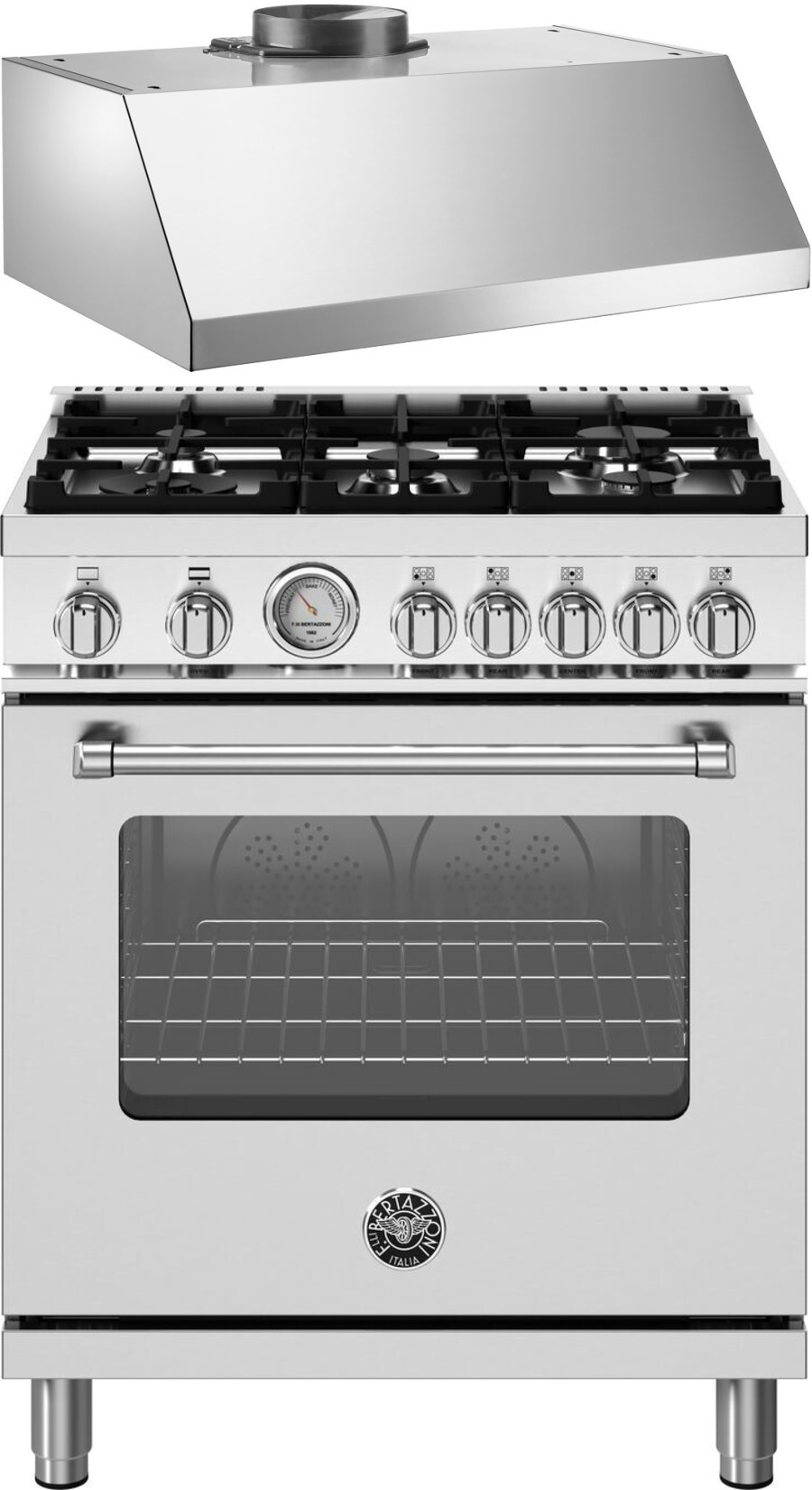 Bertazzoni Master 2 Piece Kitchen Appliances Package with Gas Range in Fingerprint Resistant Stainless Steel BERARH221