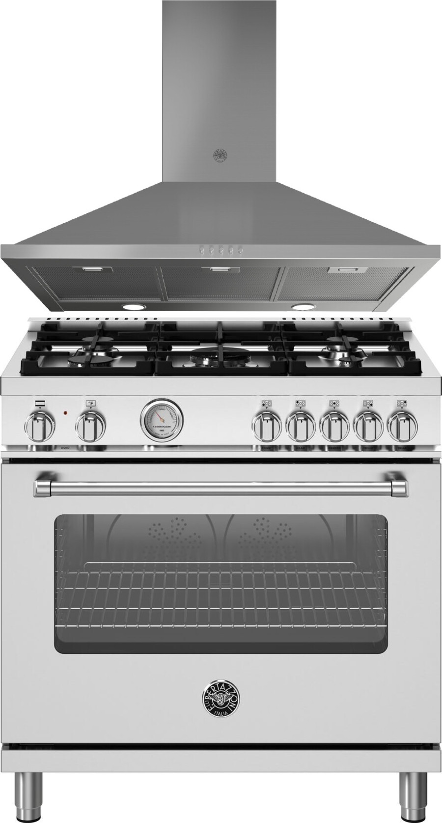Bertazzoni 2 Piece Kitchen Appliances Package with Dual Fuel Range in Stainless Steel BERARH224