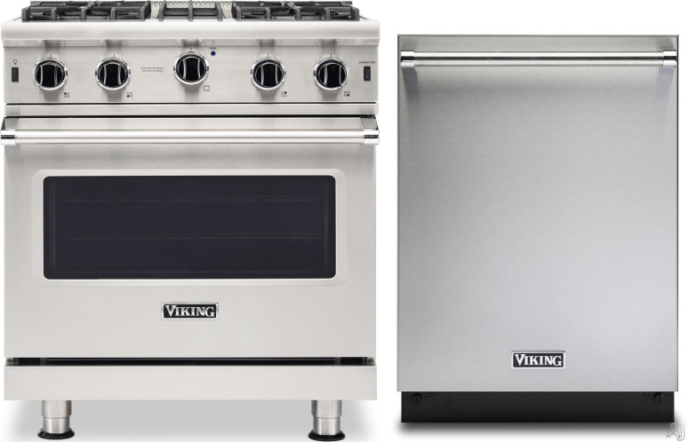Viking 5 2 Piece Kitchen Appliances Package with Gas Range and Dishwasher in Stainless Steel VIREDW102