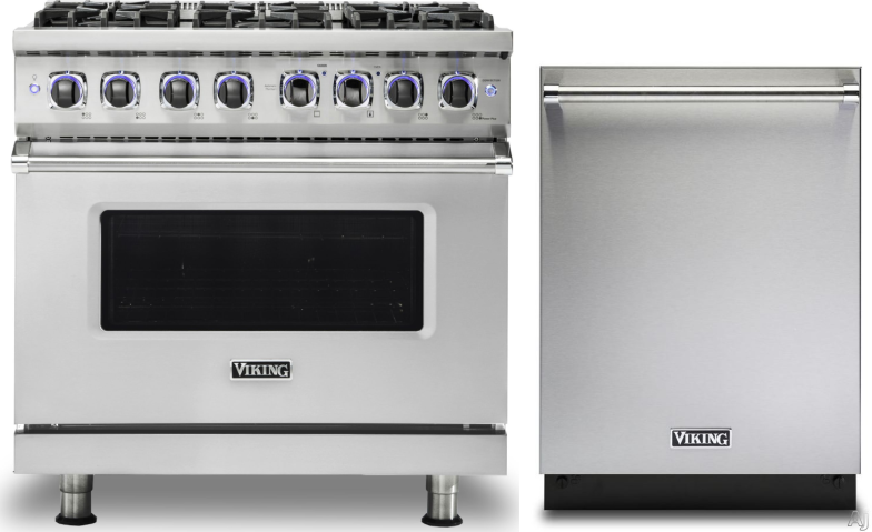 Viking 7 2 Piece Kitchen Appliances Package with Dual Fuel Range and Dishwasher in Stainless Steel VIREDW105