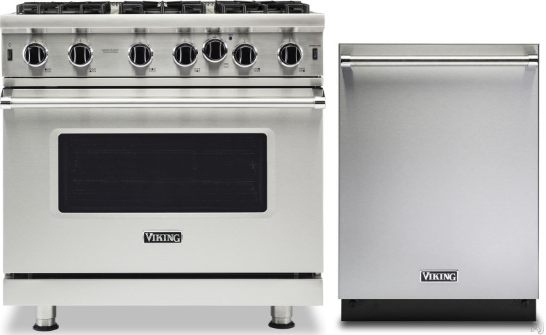 Viking 5 2 Piece Kitchen Appliances Package with Gas Range and Dishwasher in Stainless Steel VIREDW106