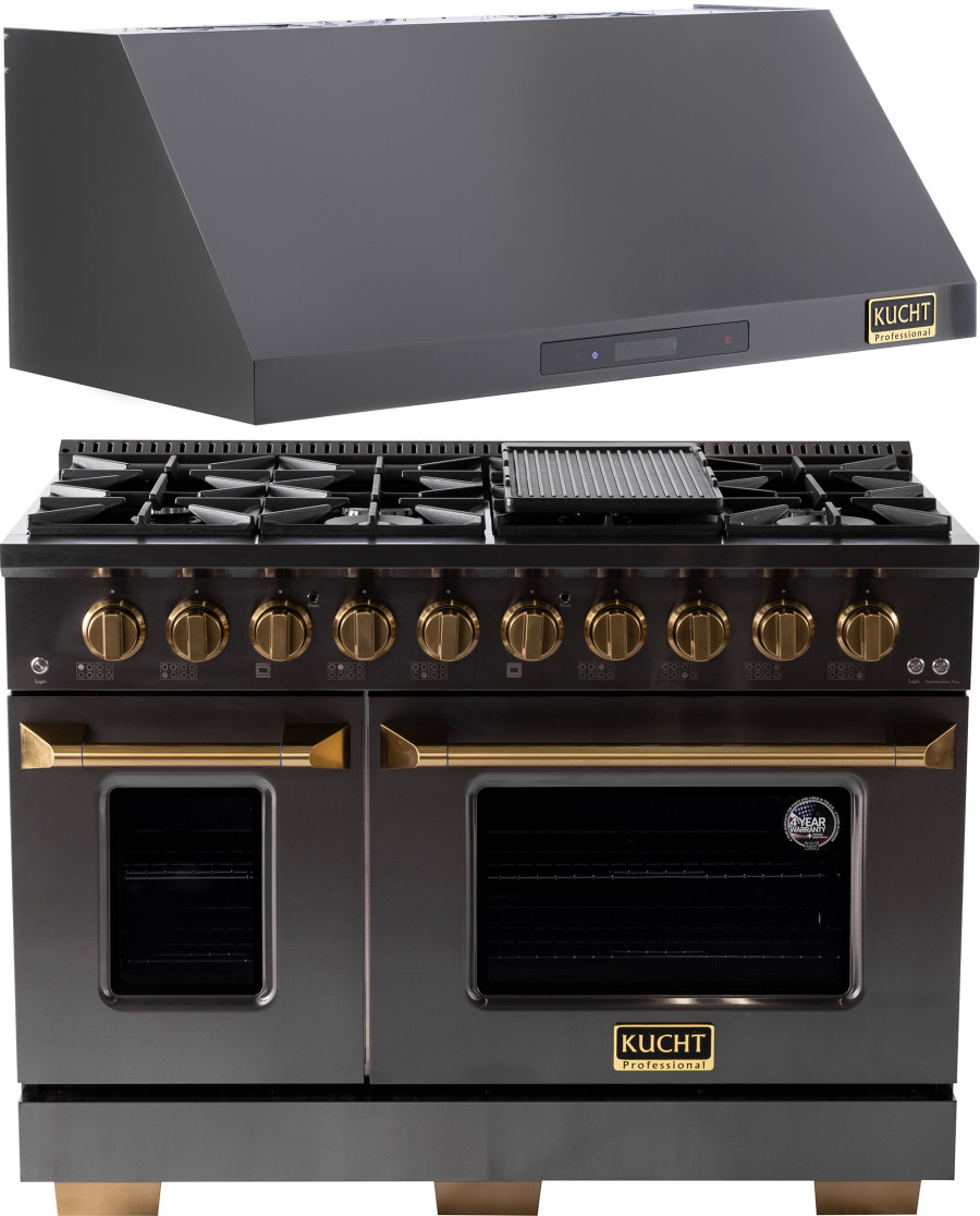 Kucht Professional 2 Piece Kitchen Appliances Package with Gas Range in Titanium KUCHT082909