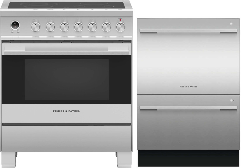 Fisher & Paykel 2 Piece Kitchen Appliances Package with Electric Range and Dishwasher in Stainless Steel FPRADW15