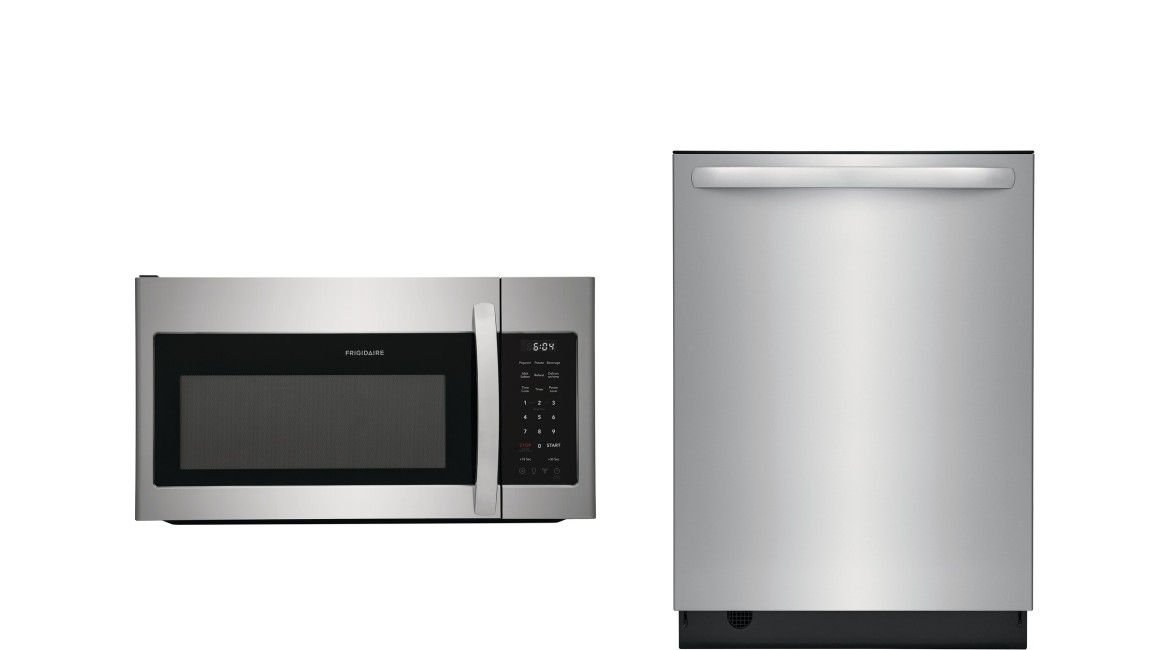 Frigidaire 2 Piece Kitchen Appliances Package with Dishwasher and Over the Range Microwave in Stainless Steel FRDWMW1