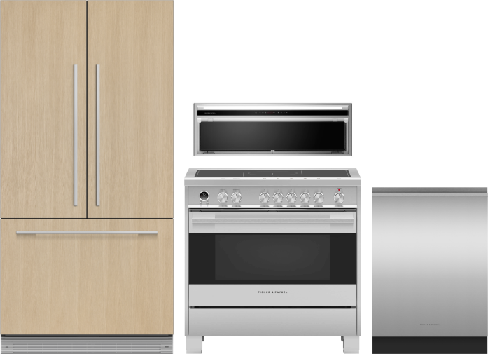 Fisher & Paykel 4 Piece Kitchen Appliances Package with French Door Refrigerator, Induction Range and Dishwasher in Panel Ready FISHER02202507