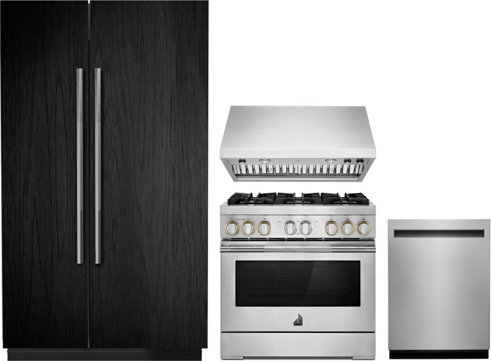 JennAir 4 Piece Kitchen Appliances Package with Side-by-Side Refrigerator, Dual Fuel Range and Dishwasher in Panel Ready JARERADWRH883