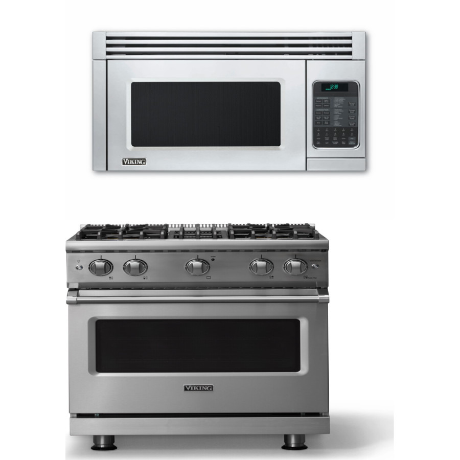 Viking 5 2 Piece Kitchen Appliances Package with Gas Range and Over the Range Microwave in Stainless Steel VIRAMW211