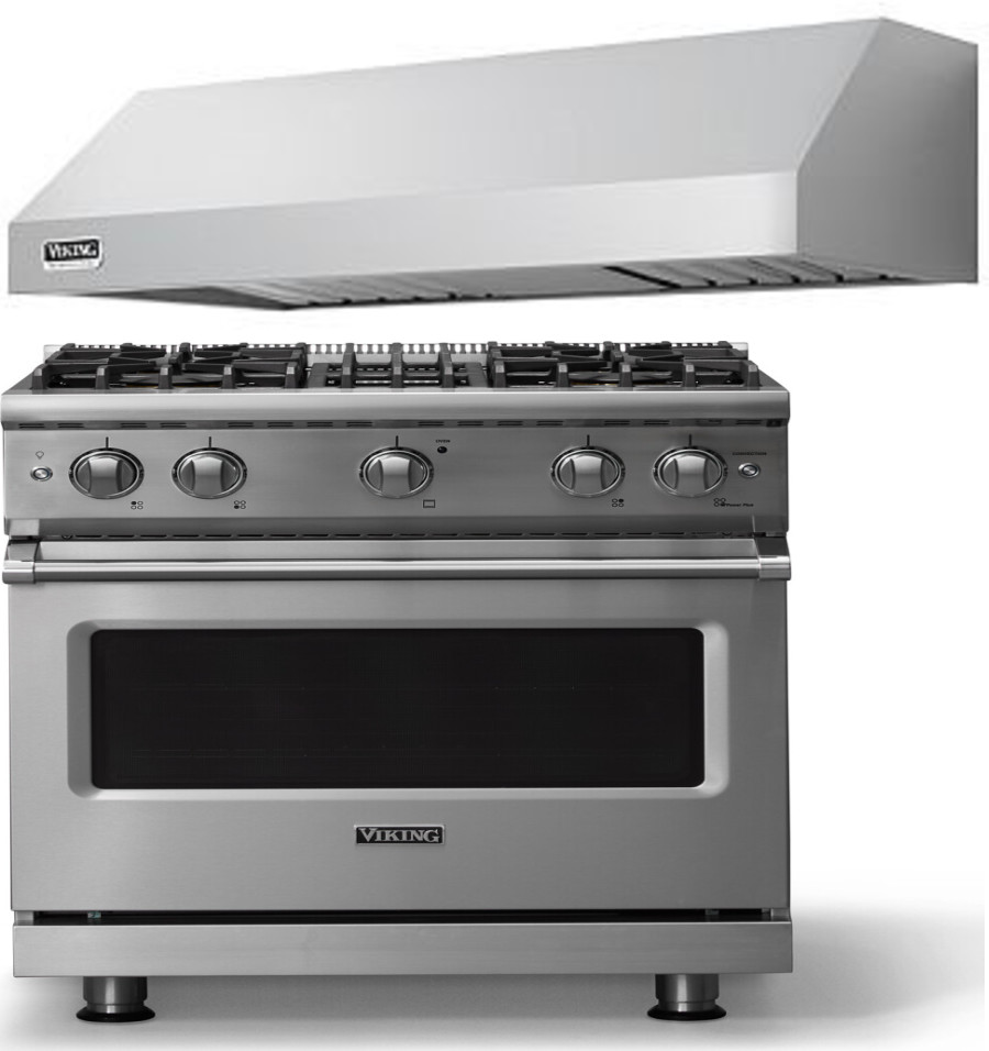 Viking 5 2 Piece Kitchen Appliances Package with Gas Range in Stainless Steel VIRARH246