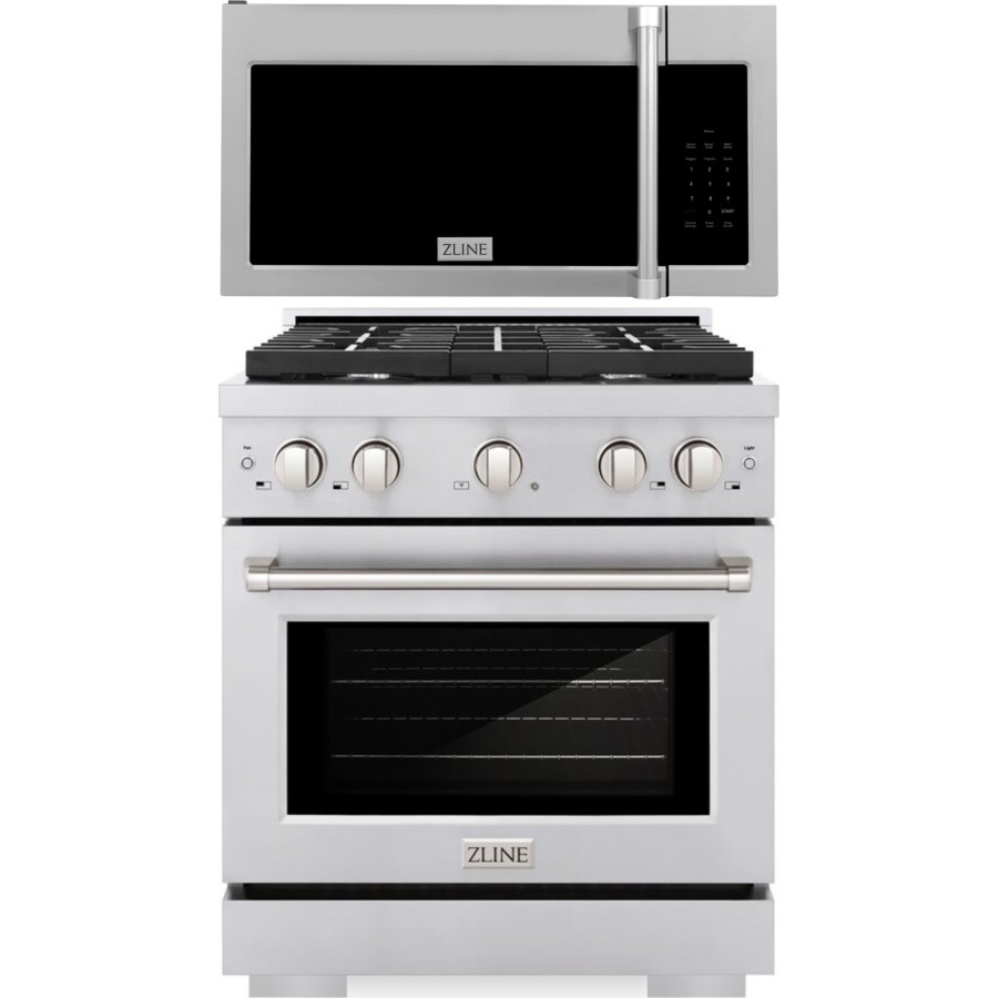 ZLINE 2 Piece Kitchen Appliances Package with Gas Range and Over the Range Microwave in Stainless Steel 2KPSGROTRH30
