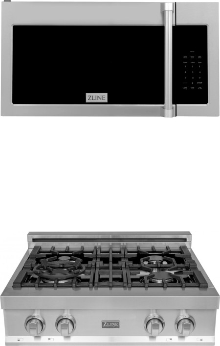 ZLINE 2 Piece Kitchen Appliances Package with Over the Range Microwave in Stainless Steel 2KPRTOTRH30