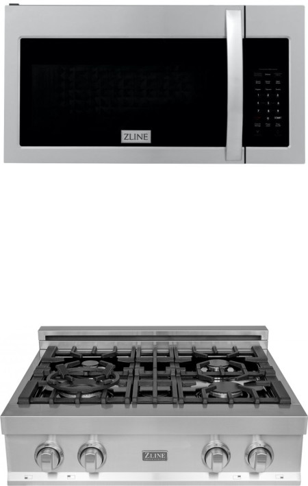 ZLINE 2 Piece Kitchen Appliances Package with Over the Range Microwave in Stainless Steel 2KPRTOTR30