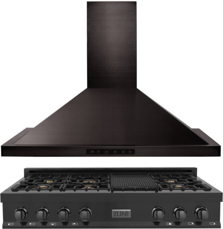 ZLINE 2 Piece Kitchen Appliances Package in Black Stainless Steel 2KPRTBRH48