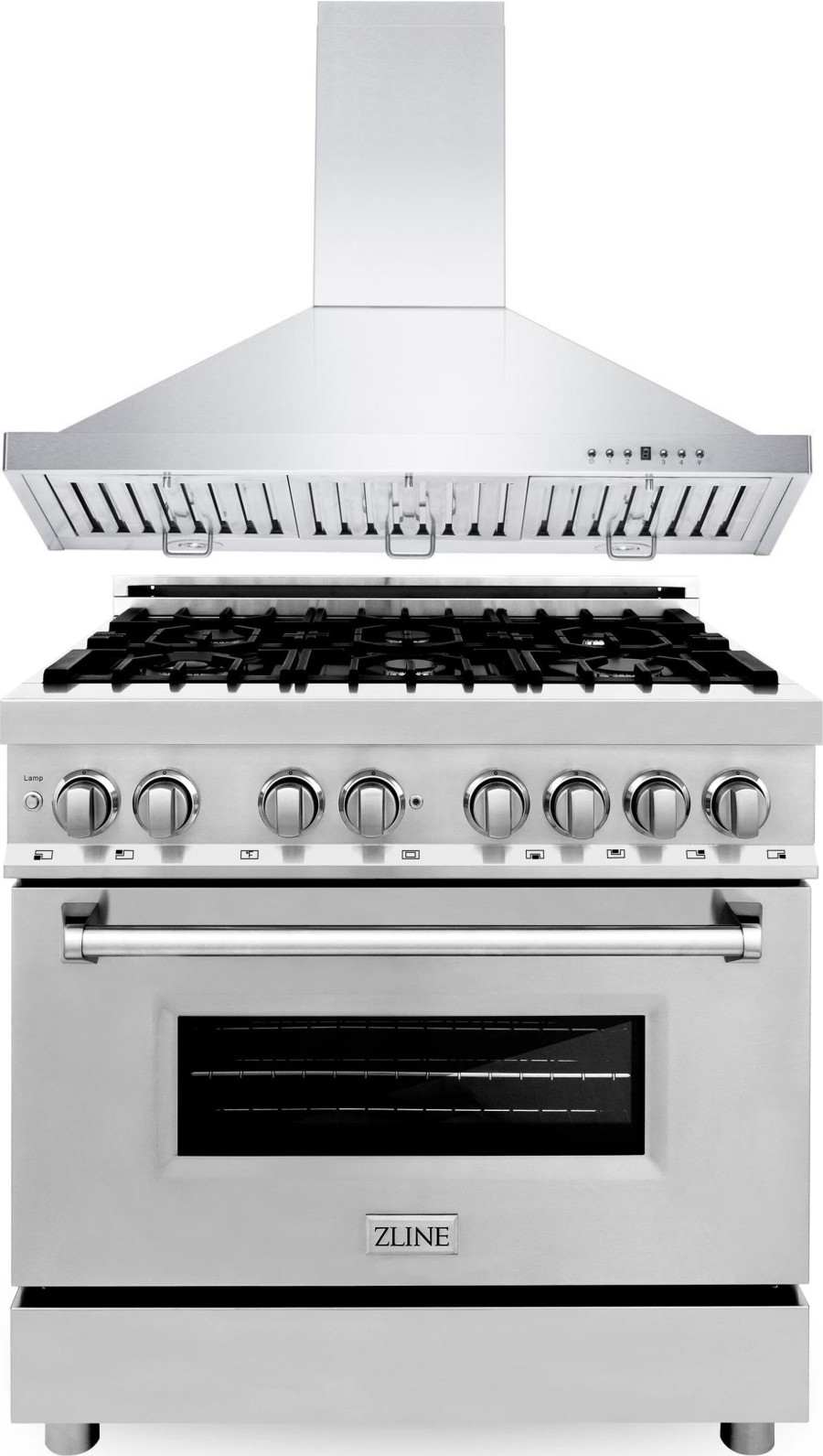 ZLINE 2 Piece Kitchen Appliances Package with Dual Fuel Range in Stainless Steel 2KPRARH36