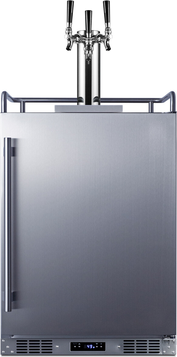 Summit SBC683OSTRIPLE 24 inch Built-In Outdoor Beer Kegerator with Tap System, 5.6 cu. ft. Capacity, Digital Thermostat, Tap Cool System and Automatic Defrost in Stainless Steel (Triple)