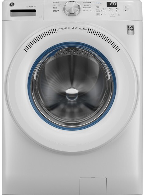 GE® ENERGY STAR® 4.6 cu. ft. Capacity Smart Front Load Washer with UltraFresh Vent System with OdorBlock™ in White | GFW350SSYWW | Stainless Steel
