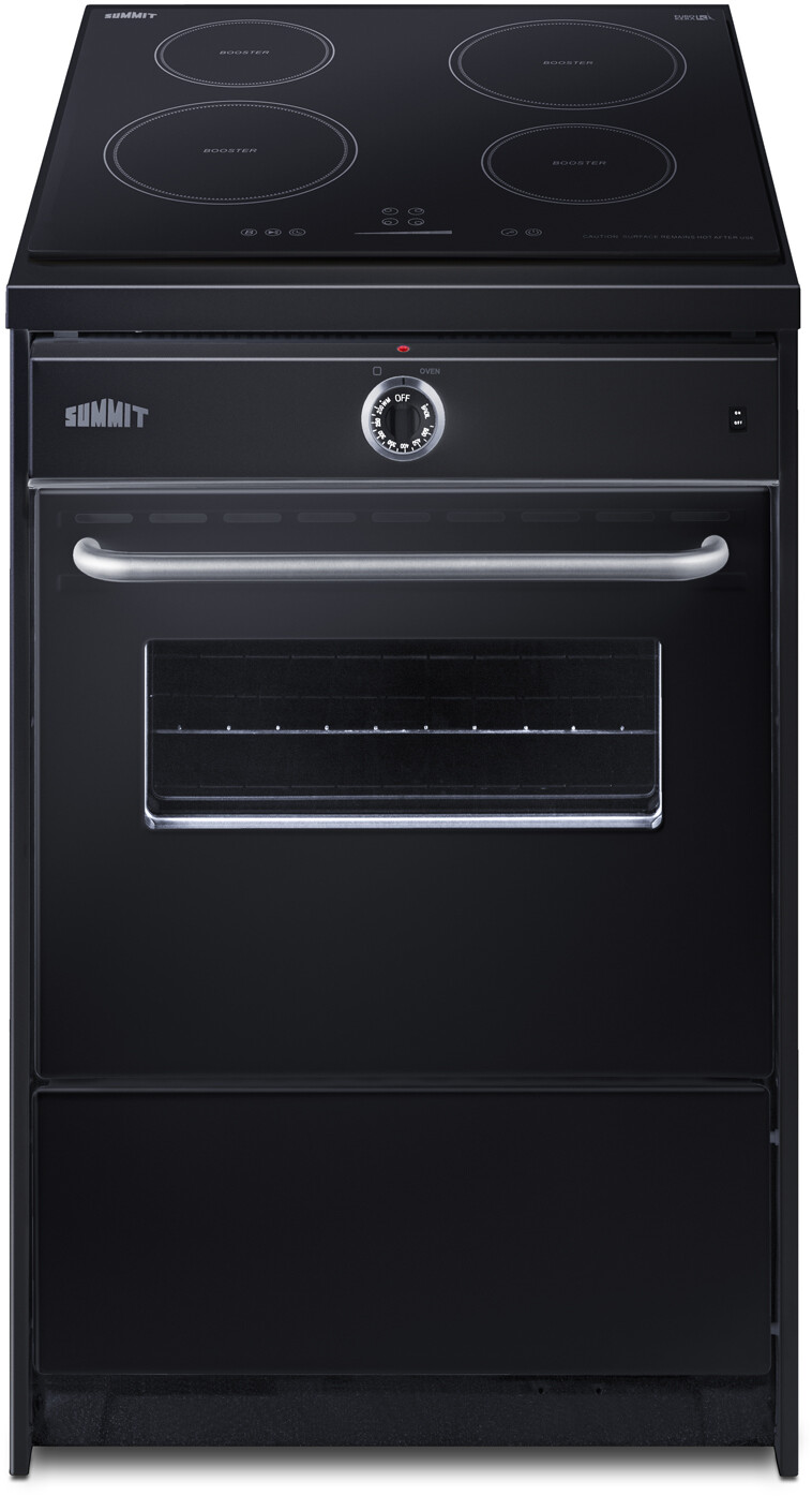 Summit TEM665CW 24 inch Slide-In Induction Range with 4 Elements, 2.92 cu. ft. Oven Capacity, EuroKera Glass Surface and Storage Drawer (Cord Not Included) (Black)