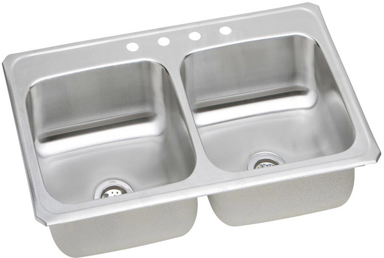 Sink, Drop-In Mount, 4 Hole, Left Bowl 19" x 15.75", Right Bowl 19" x 15.75", Brushed Satin