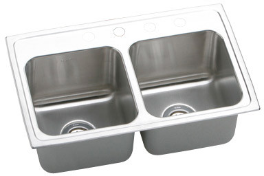 Sink, Drop-In Mount, 3 Hole, Left Bowl 12" x 12", Right Bowl 12" x 12", Lustrous Satin