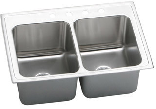 Sink, Drop-In Mount, 3 Hole, Left Bowl 16" x 16", Right Bowl 16" x 16", Lustrous Satin