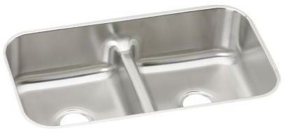 EAQDUH3118 19 Gauge Stainless Steel 32.5 x 18.15 x 8 in. Double Bowl Undermount Kitchen Sink