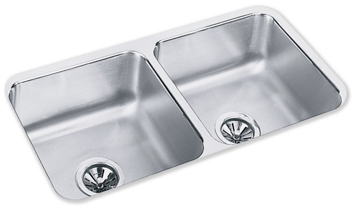 Sink, Undermount Mount, 0 Hole, Left Bowl 14" x 14", Right Bowl 14" x 14", Lustrous Satin