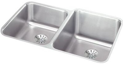 Elkay Gourmet Perfect Drain Collection Lustertone Collection Undermount Stainless Steel Sink ELUH3120LPD