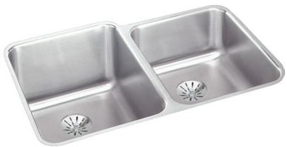 Elkay Gourmet Perfect Drain Collection Lustertone Collection Undermount Stainless Steel Sink ELUH3120RPD