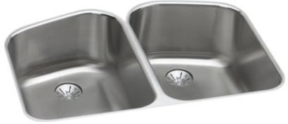 Lustertone Stainless Steel 32-3/4 X 20-13/16 X 9 Equal Double Bowl Undermount Sink W/Perfect Drain
