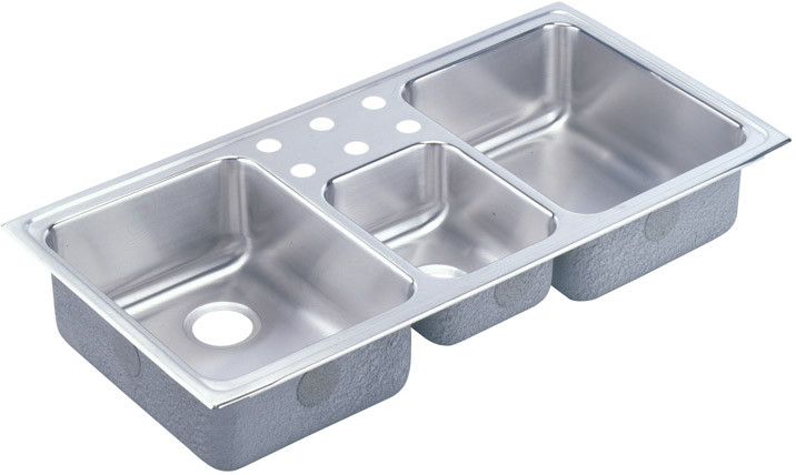 Lustertone Stainless Steel 43 X 22 X 7-7/8 Triple Bowl Top Mount Sink
