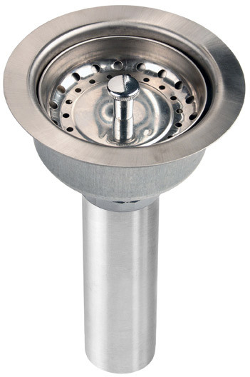 3-1/2" Drain Fitting Stainless Steel Body with Strainer Basket Matte Finish