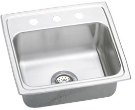 Lustertone Classic Stainless Steel 19" x 18" x 7-5/8" OS4-Hole Single Bowl Drop-in Sink