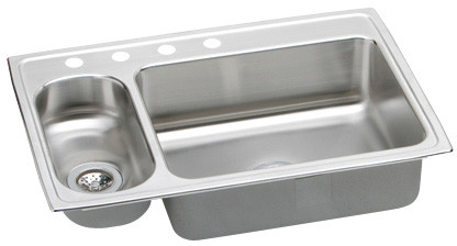 Pacemaker Stainless Steel 33 X 22 X 7-1/4 30/70 Double Bowl Top Mount Sink