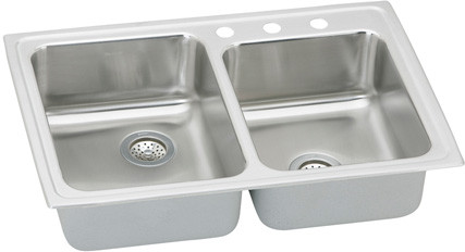 Pacemaker Stainless Steel 33 X 22 X 7-1/8 Offset Double Bowl Top Mount Sink