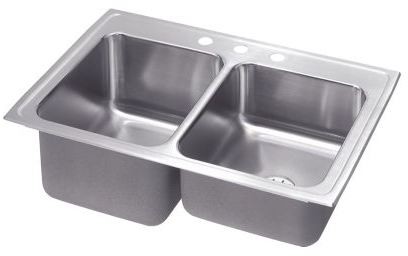 Lustertone Stainless Steel 33 X 22 X 10-1/8 Equal Double Bowl Top Mount Sink With Perfect Drain