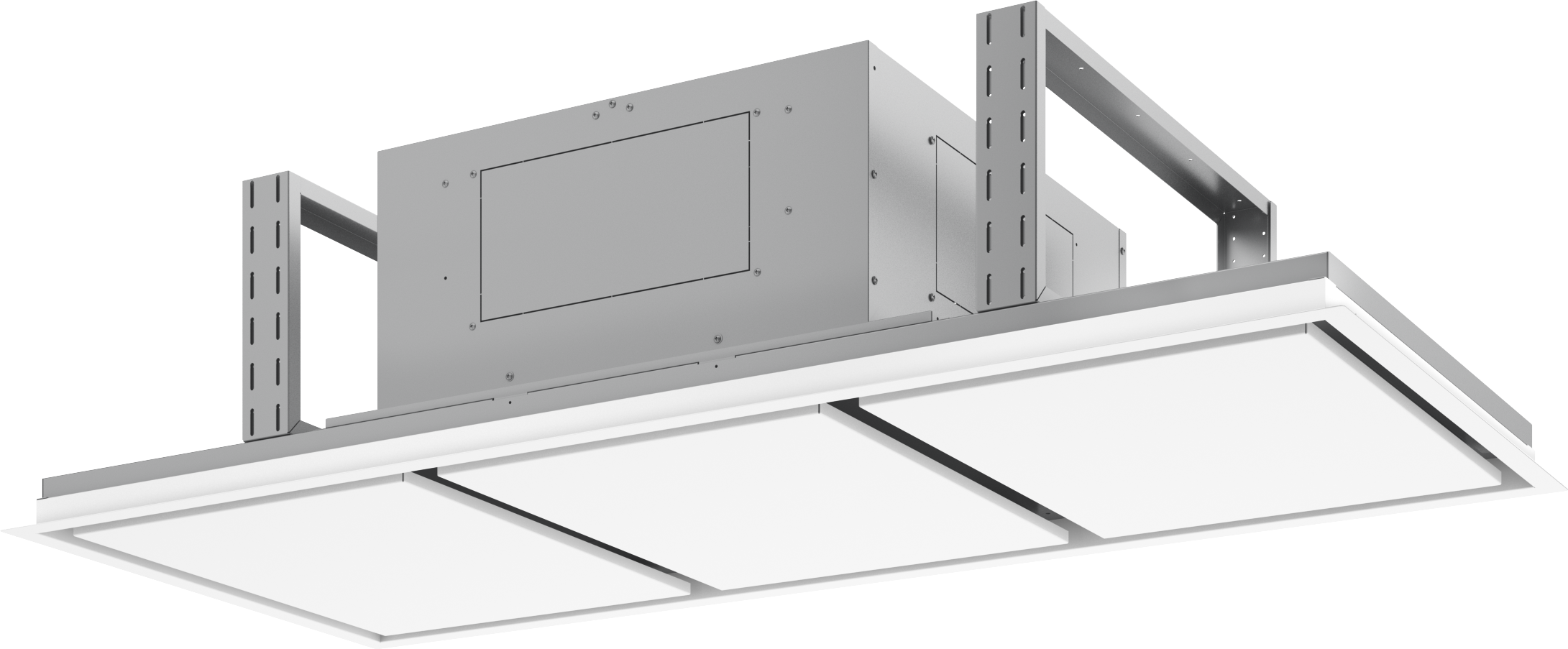 Zephyr ALUE63CWX 63 inch Designer Series Lux Connect Island Mount Ceiling Hood with BriteStrip LED Lighting, CleanAir Function, Perimeter Aspiration System (Blower Sold Separately) (White)