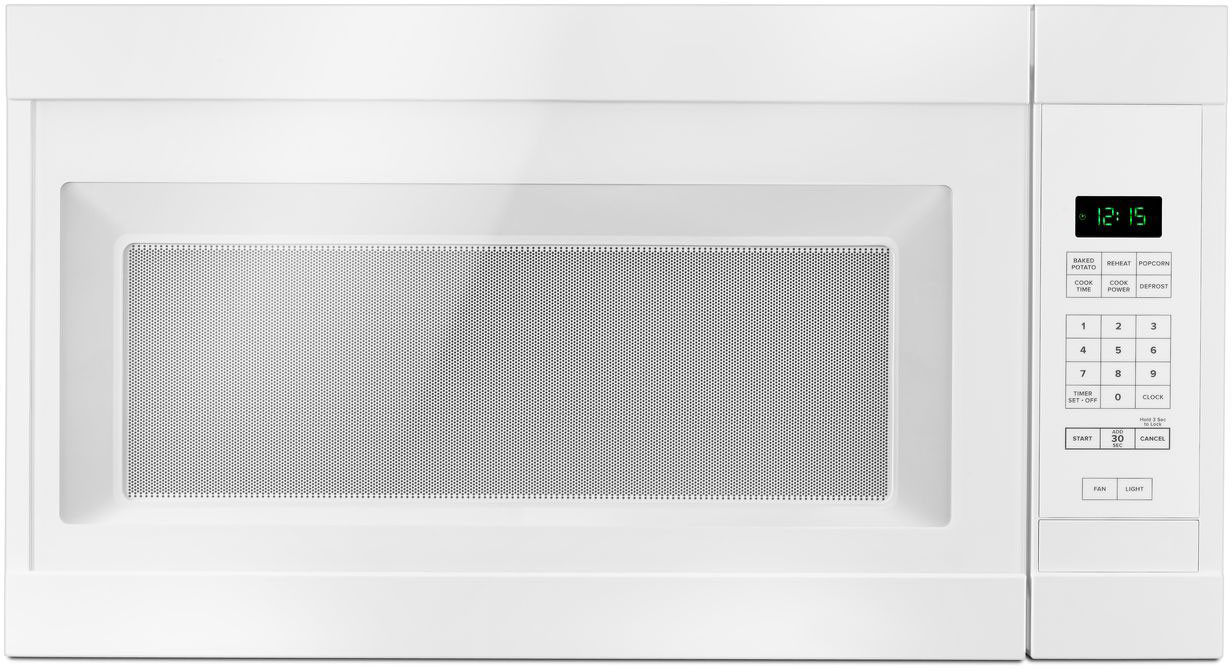 Amana AMV2307PFW 30 inch Over the Range Microwave offers 1.6 cu. ft. Capacity, 300 CFM, 12 inch Turntable, in Stainless Steel (White)