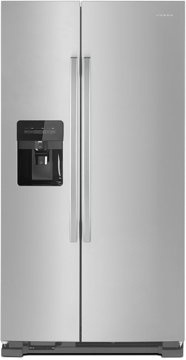 Amana ASI2175GRS 33 inch Side-By-Side Refrigerator with 21 cu. ft. Storage Capacity, Dispenser Control Lockout, Adjustable Door Bins (Stainless Steel)