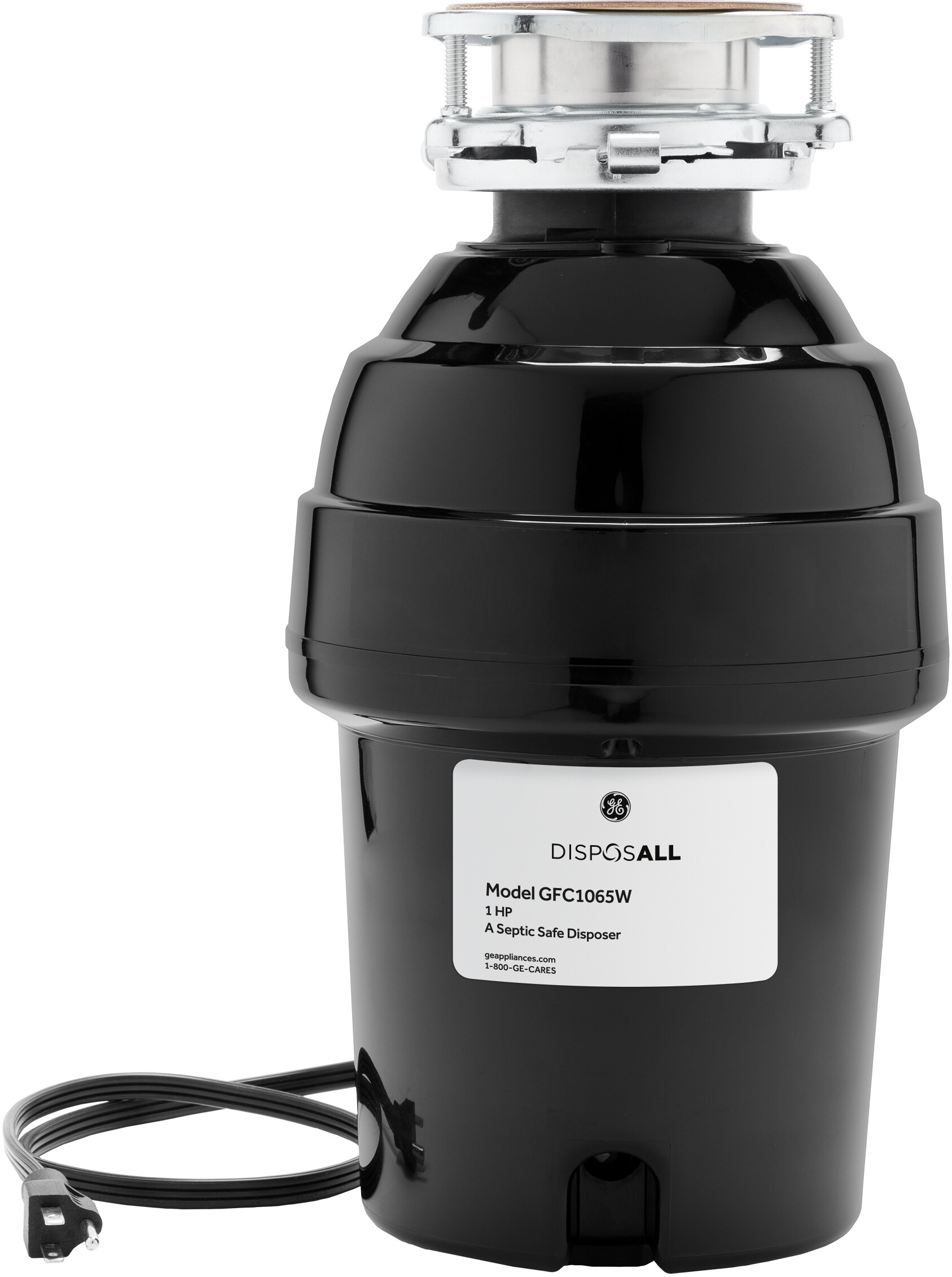 GE DISPOSALL 1 HP Continuous Feed Garbage Disposer - Corded in Black