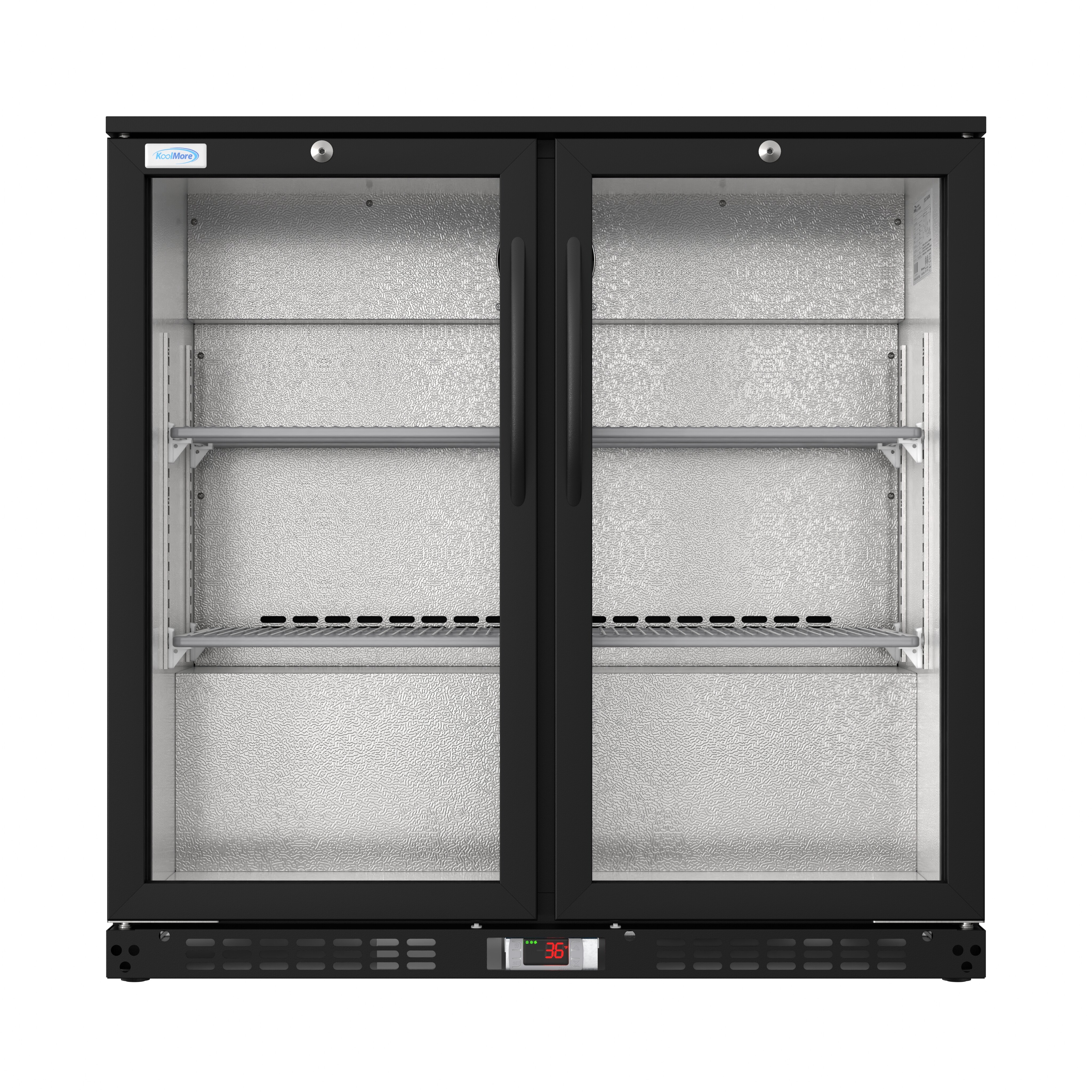 KoolMore BC-2DSW-BK Refrigerator, Double Door, Black